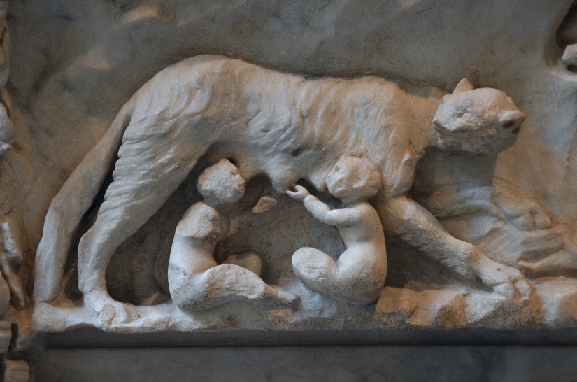 Representation of the lupercal: Romulus and Remus fed by a she-wolf, surrounded by representations of the Tiber and the Palatine © Carole Raddato
