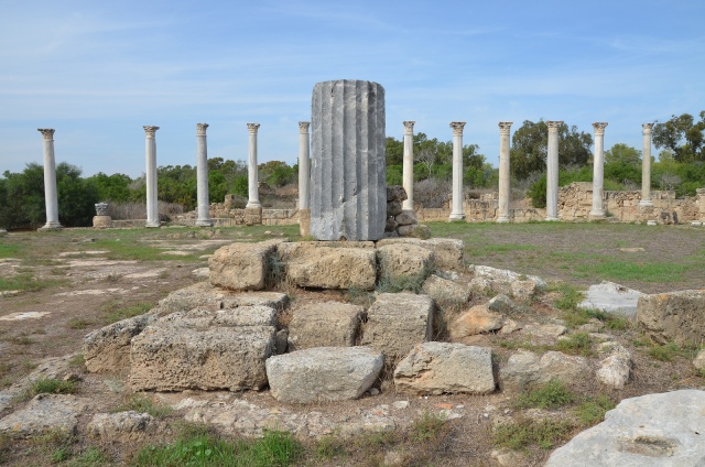 The centre of the Gymnasium's palaestra with the marble column, Salamis
